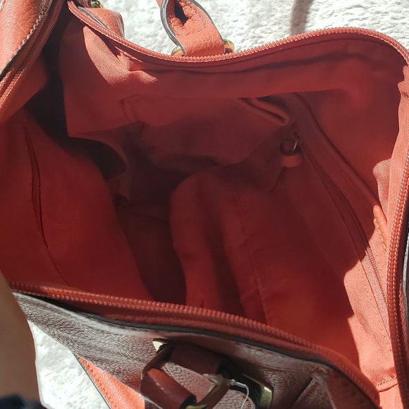 Liz Claiborne LC Honey Satchel Bag Brownish Carnation Red Faux Leather Purse NWT - Picture 6 of 7